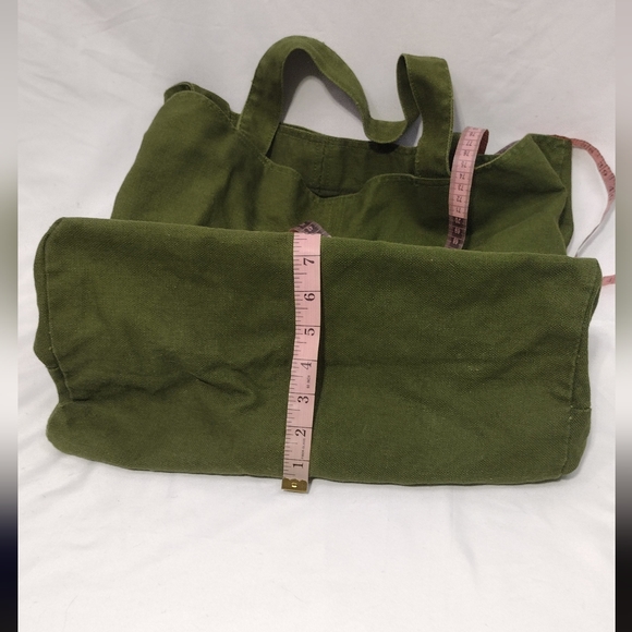 Norma Kamali Large Tote Bag Olive Green Linen Cotton Minimalist Earth Tone Beach - Picture 10 of 11